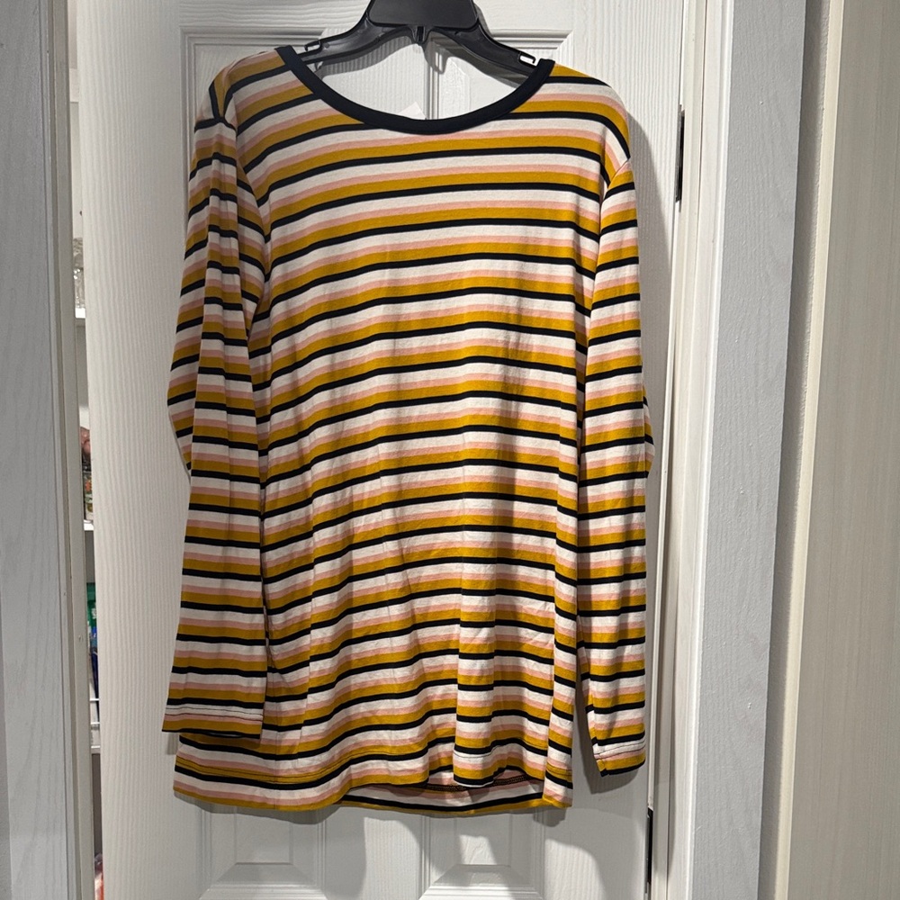 Duluth Trading Co Striped Long Sleeve Tee - Yellow, Black, White